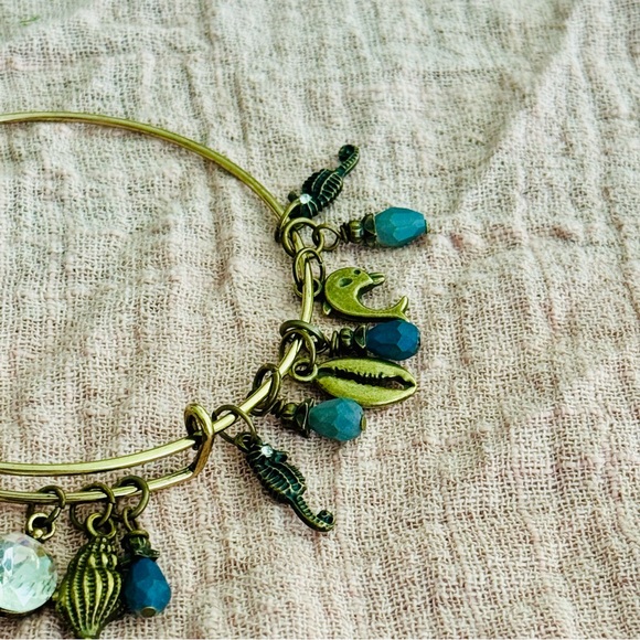 Gold Charm Bracelet with Blue Accents - Picture 3 of 3